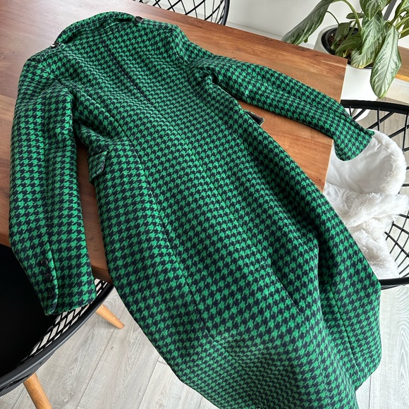 Ena Pelly x RJ ◡̈ Green + Navy Plaid Wool Tailored Houndstooth Coat NWT US2 - Picture 8 of 15